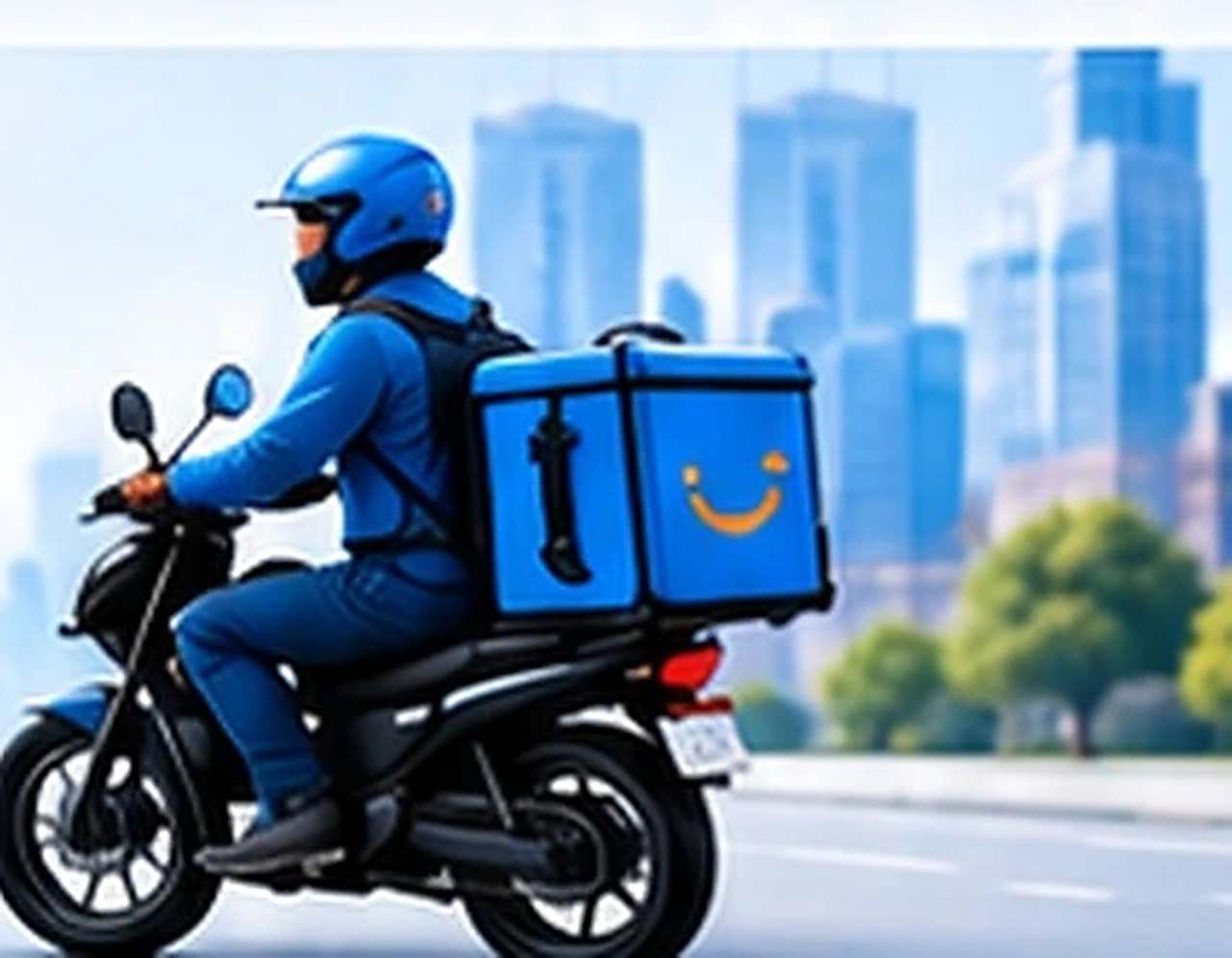 Repartidor Telexpress en motocicleta