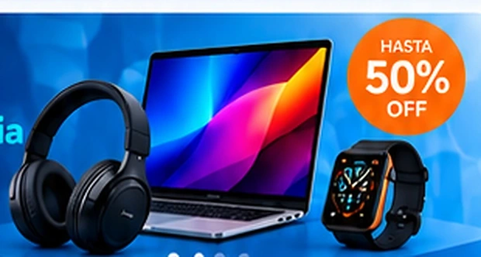 Audífonos, computadora portátil y reloj